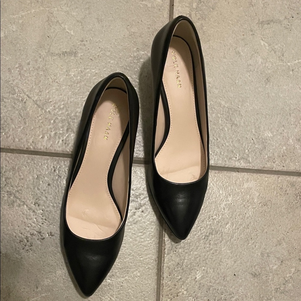 Cole Haan Black Pointed Leather Pumps